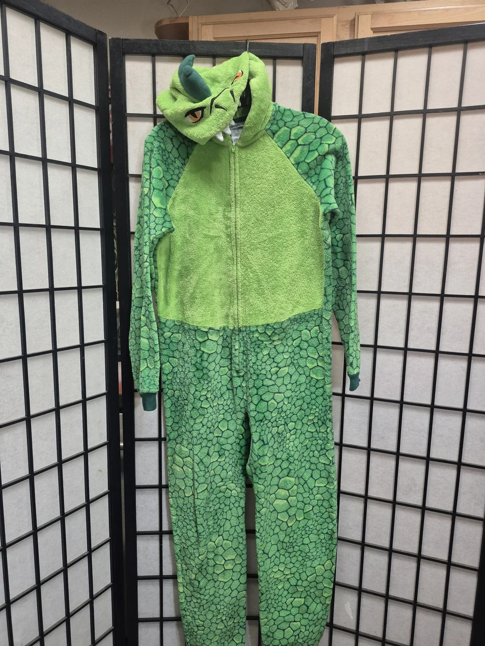 Kids Green Dragon Onesie Costume with Hood Size 12-14